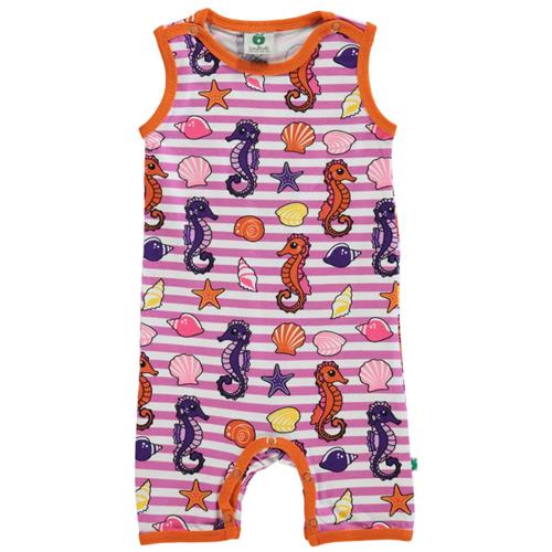Småfolk Mønstret Romper Med Søhester Spring Pink 80 cm  Lilla  80 cm  Unisex