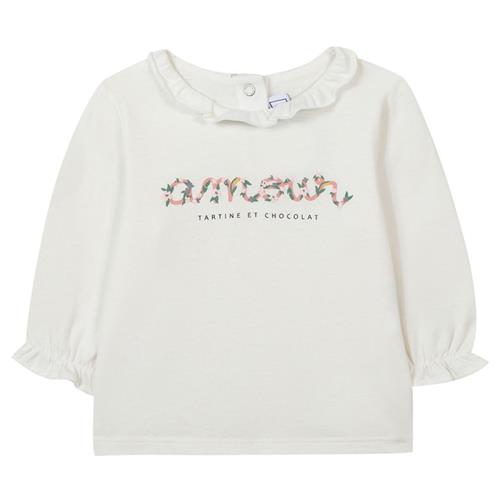 Tartine et Chocolat Langærmet T-shirt Med Flæsekrave Cremefarvet 6 Months  Creme  6 måneder  kvinde