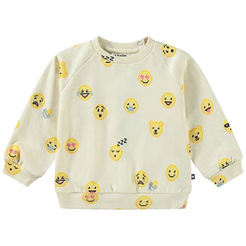 Molo GOTS Disc Sweatshirt Happy Pixels 80 cm  Creme  80 cm  Unisex