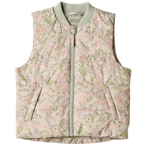Wheat Andre Mønstret Puffervest Sea Salt Roses 104cm  Lyserød  104 cm  Unisex