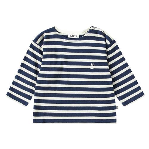 Molo GOTS Edarko Stribet Langærmet T-shirt Oceanic 68 cm  Marineblå  68 cm  Unisex