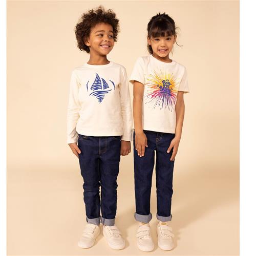 Petit Bateau Langærmet T-shirt Med Tryk Cremefarvet 10 Y  Creme  10 år  mand