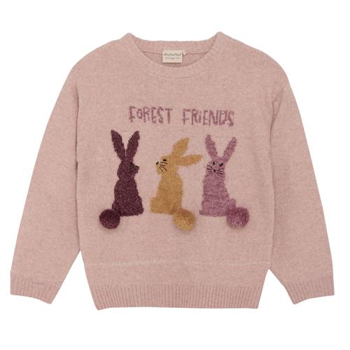 Minymo Kaninprint Strikket Sweater Pale Mauve 116 cm  Lyserød  116 cm  kvinde