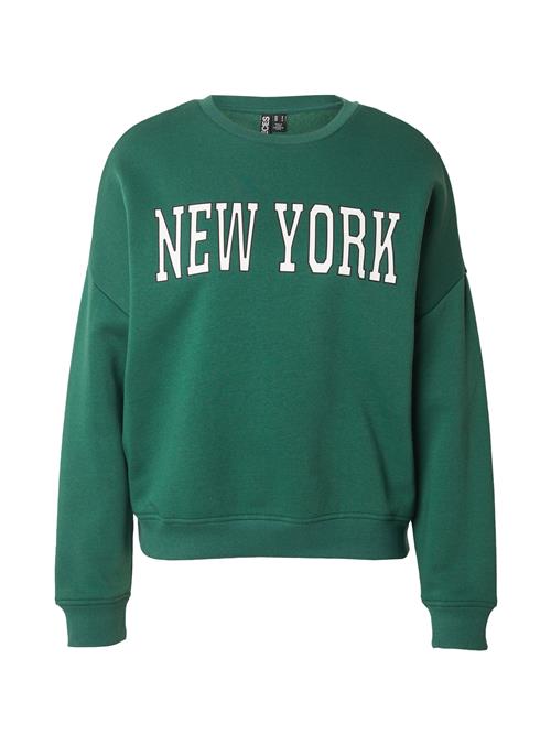 PIECES Sweatshirt 'PCSasie'  gran / sort / hvid