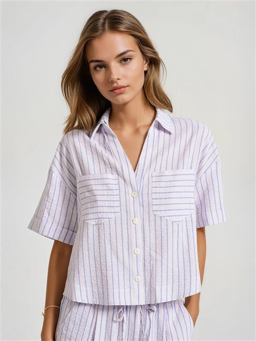 Funky Buddha Bluse  lilla / violetblå / hvid