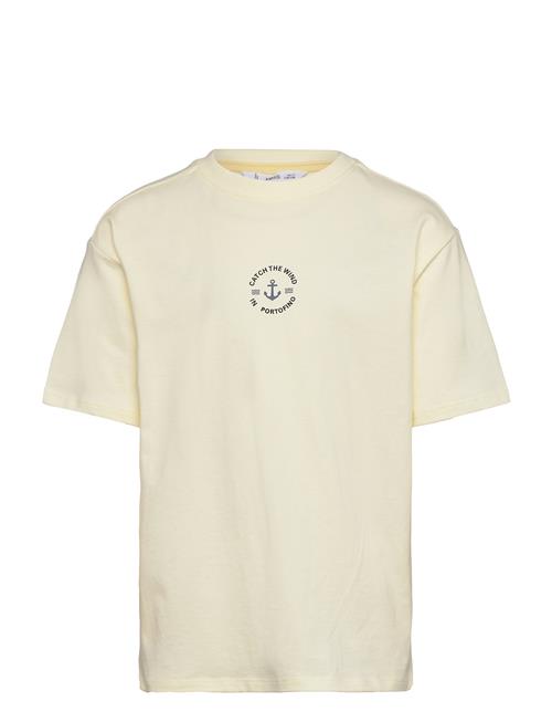 Cotton T-Shirt With Printed Drawing Mango Cream