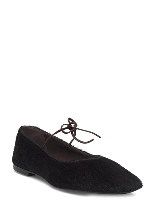 Sway Slit Black Leather Ballet Flats ALOHAS Brown