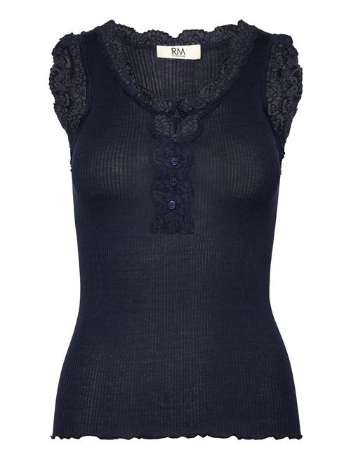 Rmwbalta Modal Sl Lace Placket Top RM By Rosemunde Navy