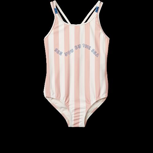 Liewood Suna Stripe Swimsuit Stripe Sorbet Rose  Creme De La Creme Stripe Sorbet Rose Creme De La Creme 116 cm  Creme  116 cm  kvinde