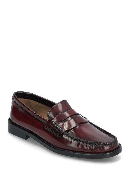 Leather Loafers Mango Burgundy