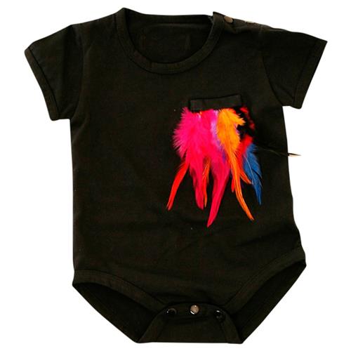 Antena Romper Black with Feathers 1-2 Y    1-2 år  Unisex