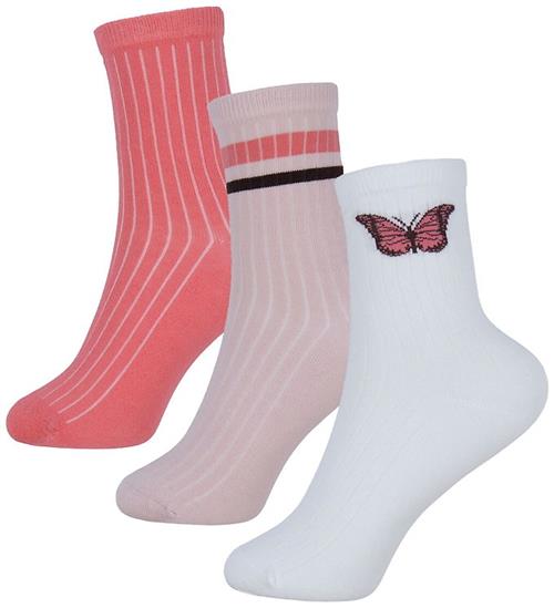 Se Name It Strømper - 3-pak - NkfLuna - Bright White/Rapture Rose ved KidsWorld