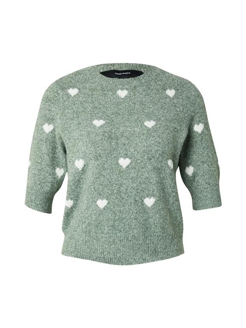VERO MODA Pullover 'VMDOFFY INTARSIA'  mørkegrøn / hvid