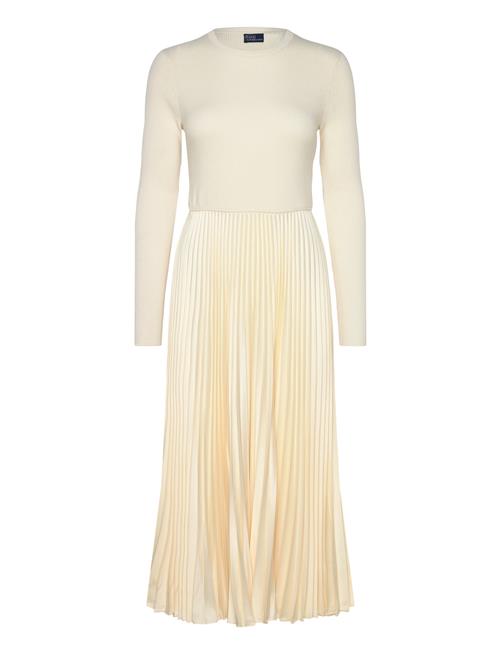 Sweater-Bodice Long-Sleeve Dress Polo Ralph Lauren Cream