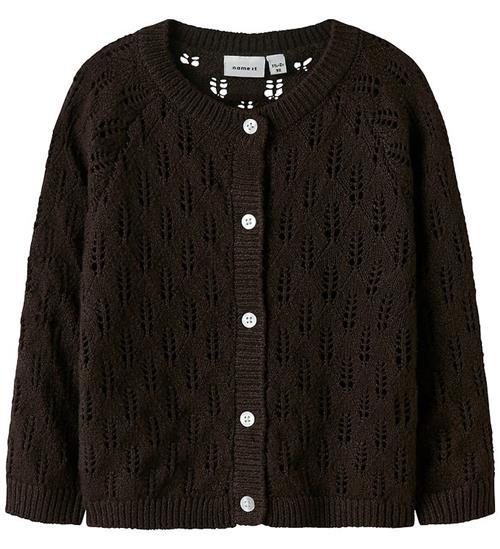Name It Cardigan - Strik - NmfFleslit - Seal Brown m. Hulmønster