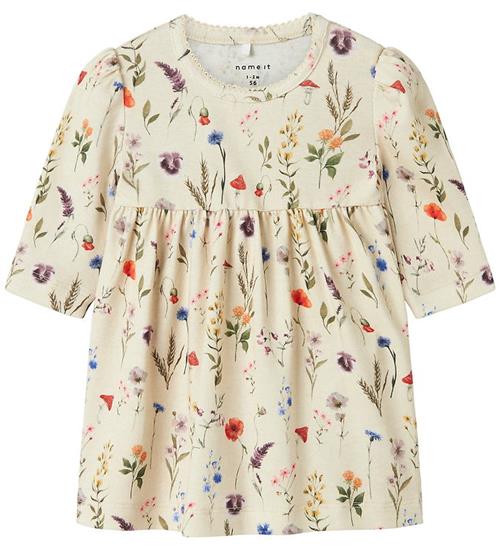 Name it Kjole - NbfLuxa - Peyote Melange m. Blomster