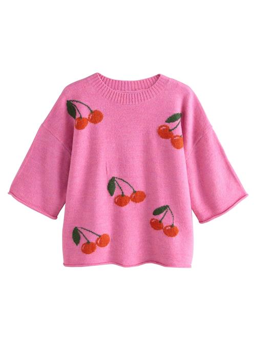 Next Pullover  mørkegrøn / lys pink / rød