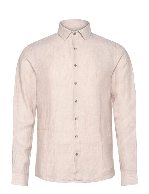 Linen Solid Slim Shirt Calvin Klein Beige