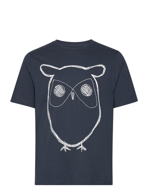 Regular Big Owl Front Print T-Shirt Knowledge Cotton Apparel Blue