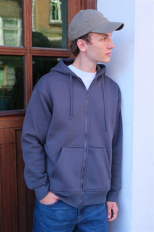 Relaxed Zip Hoodie - Mørkegrå - 2XL - TeeShoppen