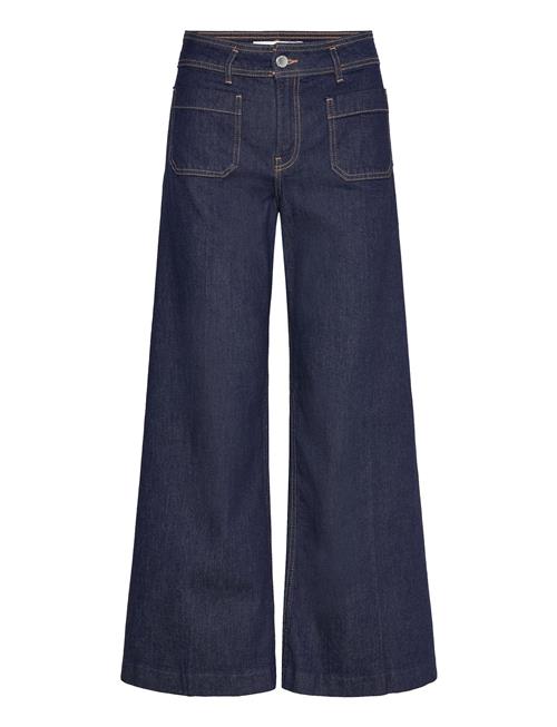 Wide Leg Jeans With Pockets Rinse Wash Mango Blue