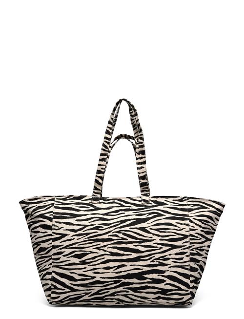 Zebra-Print Cotton Shopper Bag Mango Black