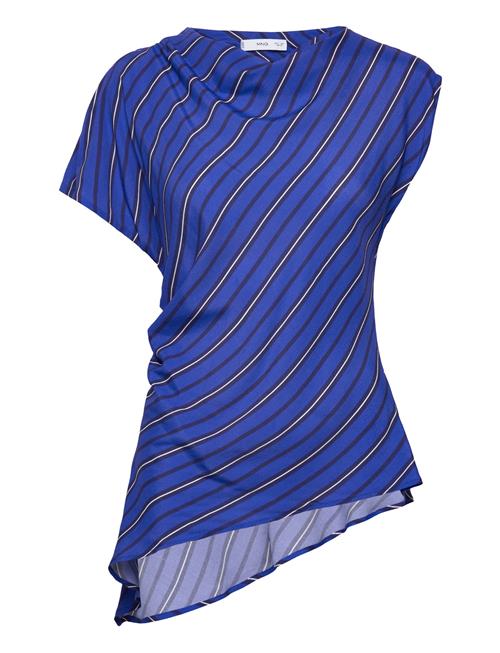 Asymmetrical Striped Blouse Mango Blue