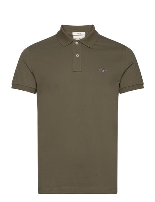 Slim Shield Ss Pique Polo GANT Khaki