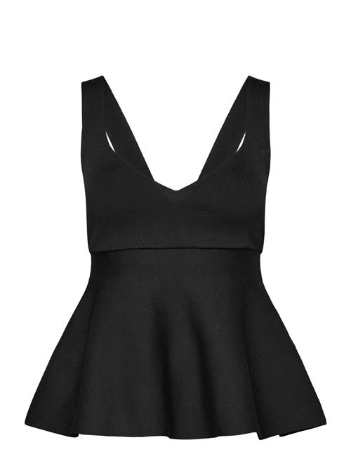 Fine-Knit Peplum Top Mango Black