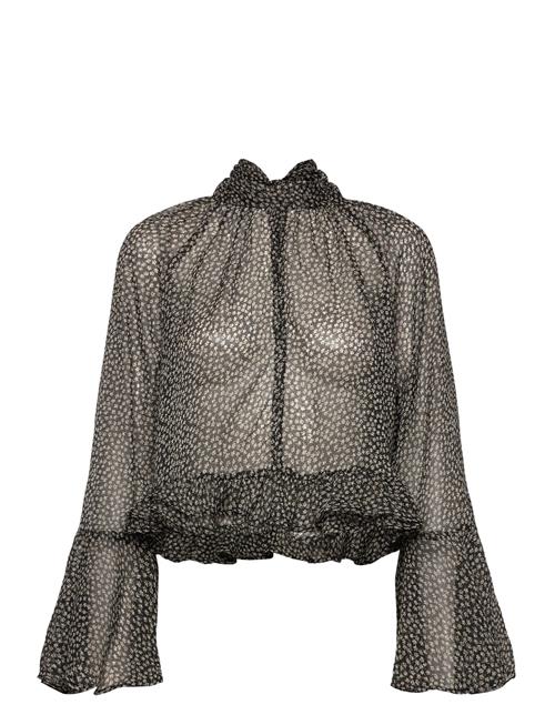 Floral-Print Blouse With Ruffles Mango Black