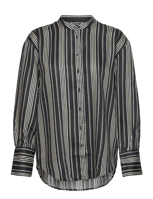 Relaxed Striped Stand Collar Shirt GANT Black