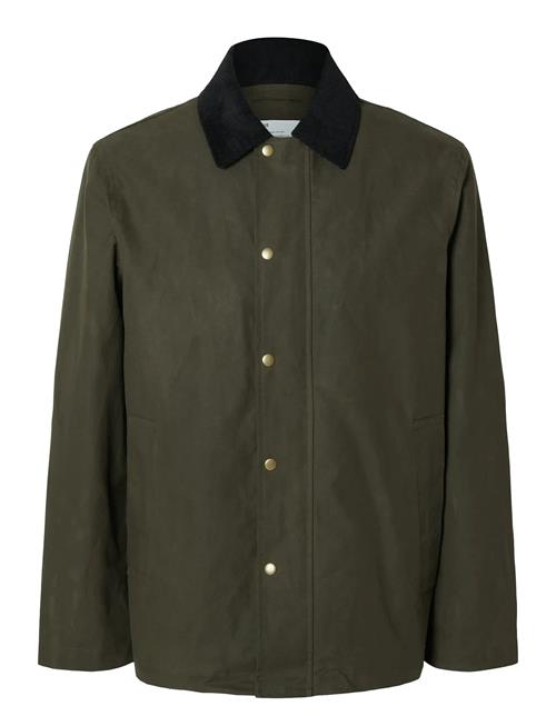 Slhwalter Waxed Cotton Jkt Noos Selected Homme Khaki