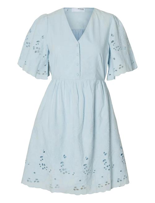 Slfdahlia Ss Short Broderi Dress Noos Selected Femme Blue