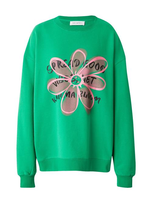 Se OH APRIL Sweatshirt 'Good Vibes'  lime / lys pink / sort ved About You