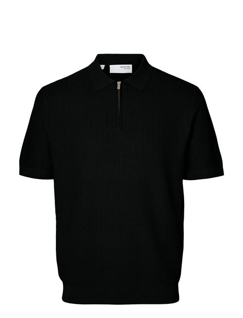 Se Slhcran Ss Knit Structure Half Zip Polo Selected Black ved Booztlet