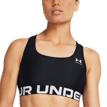 Under Armour BH Mid Branded Sport Bra Sort polyester Large Dame