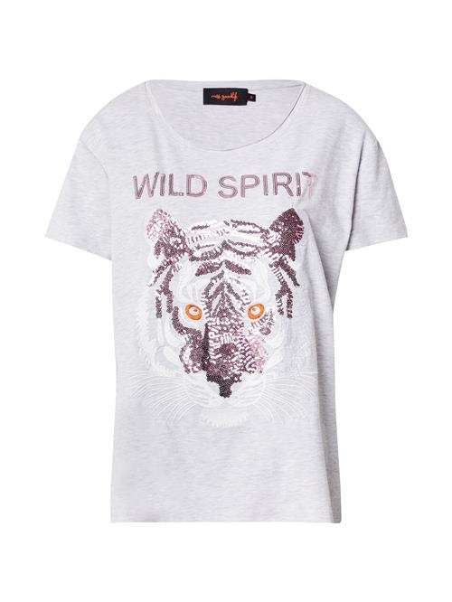 miss goodlife Shirts 'Wild Spirit'  grå-meleret / blomme / orange / hvid
