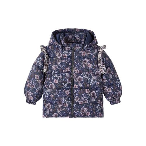 Se NAME IT Blomstret Puffer Melody Dark Sapphire hos SmartKidz