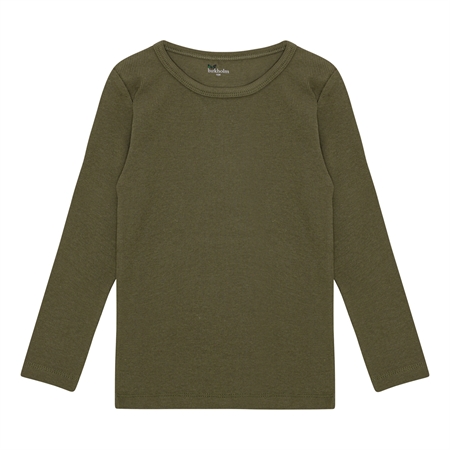 Se BIRKHOLM Rib Bluse Oliven Grøn hos SmartKidz