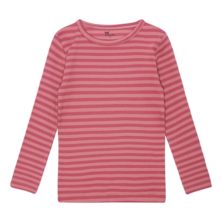 Se BIRKHOLM Stribet Rib Bluse Hindbær Rosa & Falmet Rosa hos SmartKidz