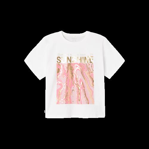 NAME IT Løs Kort T-Shirt Javase Bright White Pink