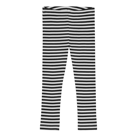 Se BIRKHOLM Stribede Rib Leggings Midnat Sort & Perfekt Hvid hos SmartKidz