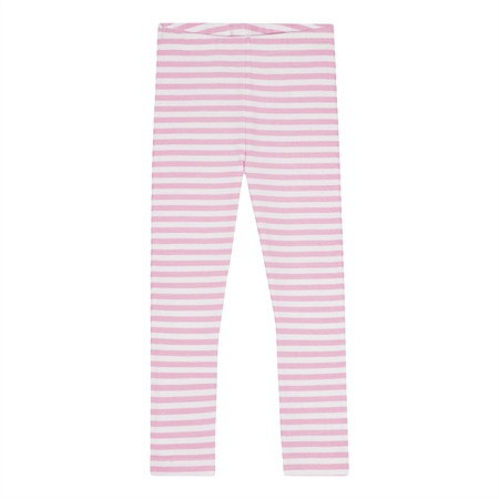 Se BIRKHOLM Stribede Rib Leggings Perfekt Hvid & Baby Lyserød hos SmartKidz