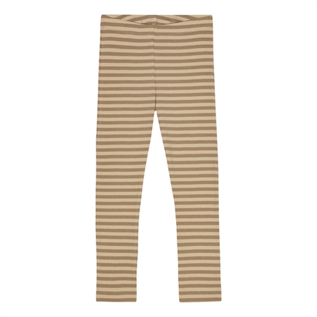 Se BIRKHOLM Stribede Rib Leggings Kashmir Brun & Vanilje Beige hos SmartKidz