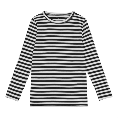 Se BIRKHOLM Stribet Rib Bluse Midnat Sort & Perfekt Hvid hos SmartKidz