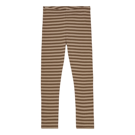Se BIRKHOLM Stribede Rib Leggings Teak Brun & Kashmir Brun hos SmartKidz