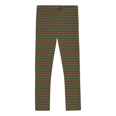 Se BIRKHOLM Stribede Rib Leggings Teak Brun & Army Grøn hos SmartKidz