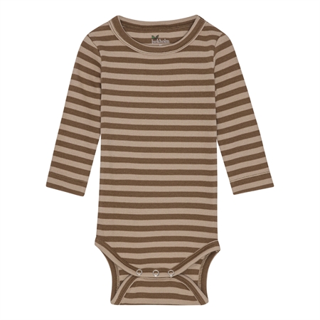 Se BIRKHOLM Stribet Rib Body Teak Brun & Kashmir Brun hos SmartKidz