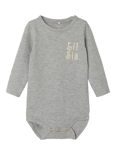 Se NAME IT Langærmet Body Laby Grey Melange hos SmartKidz