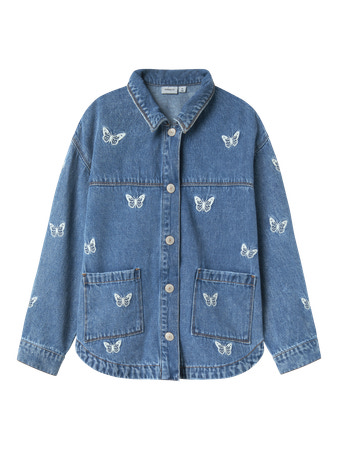 Se NAME IT Sommerfugle Denim Jakke Mandy Medium Blue Denim hos SmartKidz